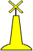 balise jaune surmontée d'une croix jaune