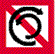 panneau blanc bordé de rouge, barré et contenant 2 flèches circulaires noires en sens inverse
