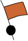 pavillon carré (couleur orange) au-dessus d'une boule noire